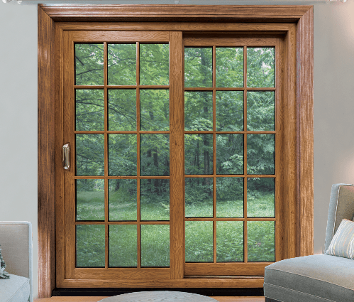 Wood sliding patio doors